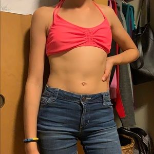 Neon pink bikini top. Fits small.